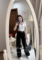 SET ÁO PHÔNG CỔ TIM MIX QUẦN BÒ NỮ SẴN