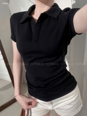 ÁO POLO ĐEN BASIC CỘC NỮ