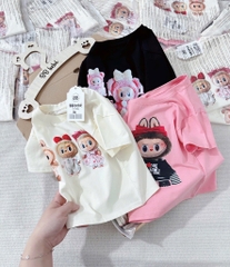 SET 3 ÁO CỘC LABUBU HỒNG TRẮNG ĐEN BÉ GÁI SẴN (SALE 79k)