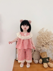 SET KẺ PHỐI REN ĐÍNH NƠ BÉ GÁI