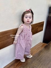 VÁY YẾM KẺ CARO HỒNG TÍM CHO BÉ GÁI ( XẢ 45k)