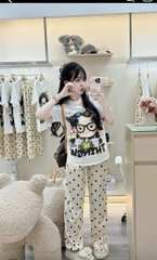 SET ÁO CÔ GÁI QUẦN CHẤM BI NỮ