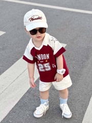 SET POLO ĐỎ LONDON 25 KÈM MŨ BÉ TRAI SẴN