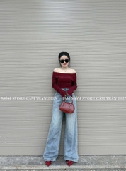 QUẦN JEAN NỮ SUÔNG TÚI VUÔNG MÀU XANH SẴN (xả 89k)