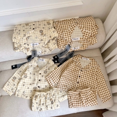 SET BỘ PIIJAMA VẢI HÀN CARO GẤU BÉ TRAI SẴN