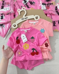 SET COTTON HOA QUẢ NỔI TONE HỒNG BÉ GÁI(SALE 89k)