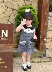 VÁY XÁM HOẠ TIẾT NƠ THIẾT KẾ CỔ SEN PHỐI REN TRẮNG CHO BÉ GÁI
