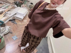 SET BỘ QUẦN KẺ ÁO NÂU NỮ