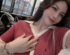 ÁO LEN ĐỎ VIỀN BE NỮ THÊU NGỰA NỮ THU ĐÔNG SẴN