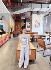 SET ÁO HELLO KITTY QUẦN KẺ DÀI BÉ GÁI ĐẠI