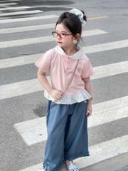 SET ÁO COTTON PHỐI QUẦN GIẤY BÉ GÁI NHỠ