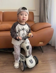 SET BỘ DÀI ÁO PHỐI TAY QUẦN KẺ KÈM MŨ BÉ TRAI SẴN