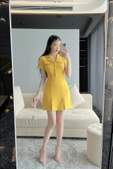 VÁY NỮ CỔ VEST NẮP TÚI LI GẤU