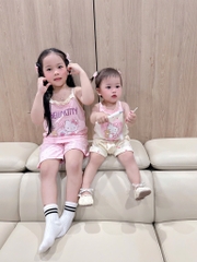 SET 2 BỘ COTTON 2 DÂY CỔ BÈO KITTY TONE BE HỒNG BÉ GÁI(XẢ 79k)