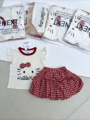 SÉT ÁO HELOO KITTY CHÂN VÁY KẺ BÉ GÁI SẴN (XẢ 65k)