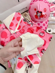 BỘ MK HỒNG CHẤM BI KÈM MŨ BÉ GÁI SẴN(XẢ 59k)