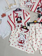 SET BỘ DÀI NOEL KẺ ĐỎ CHẤM NI BÉ TRAI BÉ GÁI