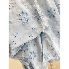 SET BỘ BÈO XANH DƯƠNG HOẠ TIẾT HOA NỮ