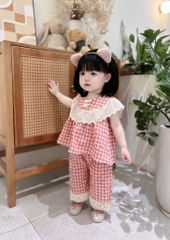 SET KẺ PHỐI REN ĐÍNH NƠ BÉ GÁI