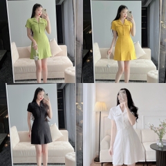 VÁY NỮ CỔ VEST NẮP TÚI LI GẤU