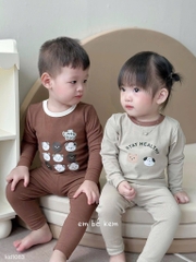 SET 2 BỘ DÀI TÂY TONE NÂU BE CHO BÉ TRAI BÉ GÁI