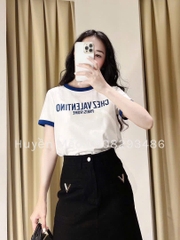 SET ÁO THUN TRẮNG VIỀN XANH NỮ