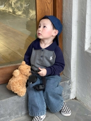 SET 3 ÁO NGỰA DÁNG BOM CỔ TRỤ DÀI TAY BÉ TRAI SẴN