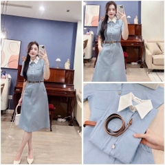 VÁY JEAN PHỐI CỔ KÈM ĐAI NỮ SẴN (SALE 150k)