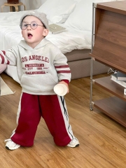 SET BỘ DÀI NỈ LOS ANGELES ÁO XÁM QUẦN ĐỎ BÉ TRAI