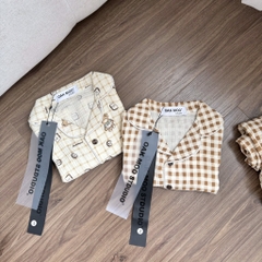 SET BỘ PIIJAMA VẢI HÀN CARO GẤU BÉ TRAI SẴN