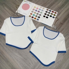 ÁO CỔ VUÔNG VIỀN XANH NỮ