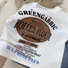 SÉT BỘ ÁO PHÔNG KEM ROLLER FLOUR QUẦN SHORT JEAN CHO BÉ TRAI