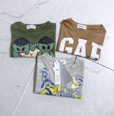 SET 3 ÁO GAP TONE MÀU XÁM RÊU NÂU BÉ TRAI SẴN( xả 69k)