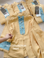 SET PHÁP PHỤC VÀNG PHỐI GẤM VIỀN NÉ NỮ SẴN (SALE 155k)