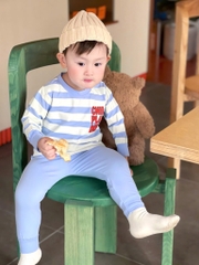 SET 3 BỘ DÀI COTTON Ô TÔ GẤU TONE XANH XÁM BÉ TRAI