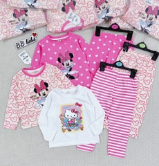 SET 3 BỘ DÀI MICKEY HELLO KITTY TONE HỒNG BÉ GÁI(XẢ 155k)