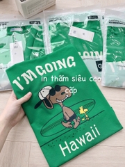ÁO COTTON XANH HAWAI I AM GOING NỮ