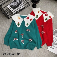 ÁO LEN NOEL XANH ĐỎ NỮ THU ĐÔNG SẴN