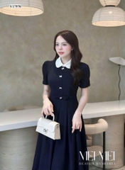 VÁY XẾP LI NƠ EO CỔ PHỐI NỮ SẴN (SALE 149k)