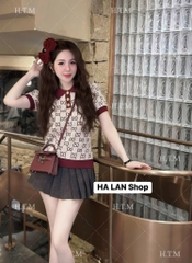 ÁO LEN ĐỎ TRẮNG GC CỔ TRỤ NỮ