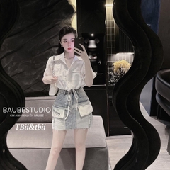 ÁO SƠ MI TRẮNG CROPTOP NỮ SẴN