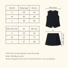 SET NỮ ÁO VEST SÁT NÁCH MIX CHÂN VÁY XẾP LY 4M NEW (xả 133k)