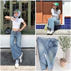 QUẦN JEANS NỮ LOE GẤU VẠT KIỂU