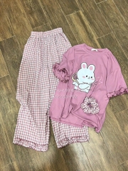 BỘ THỎ HỒNG QUẦN KẺ CARO 2025 NỮ SẴN (SALE 125k)