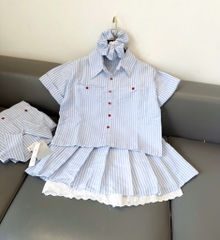 SET CỘC XANH CHÂN VÁY REN KÈM BUỘC TÓC NỮ SẴN