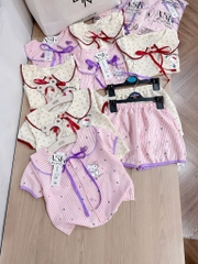 SET 2 BỘ BÈO BÈO CHẤM BI TÍM BE BÉ GÁI