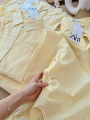 ÁO SƠ MI KẺ Z.ARA LI EO MẶC 2 KIỂU NỮ SẴN
