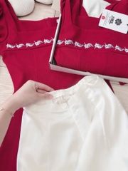SET ÁO DÀI CÁCH TÂN THÊU NGỰC CỔ VUÔNG NỮ (SALE 150k))