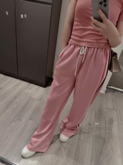 SET BỘ HỒNG ÁO BABY TEE QUẦN SUÔNG KẺ SỌC NỮ