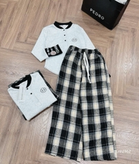 SET BỘ ÁO TĂM THỎ KÈM QUẦN DẠ KẺ NỮ THU ĐÔNG